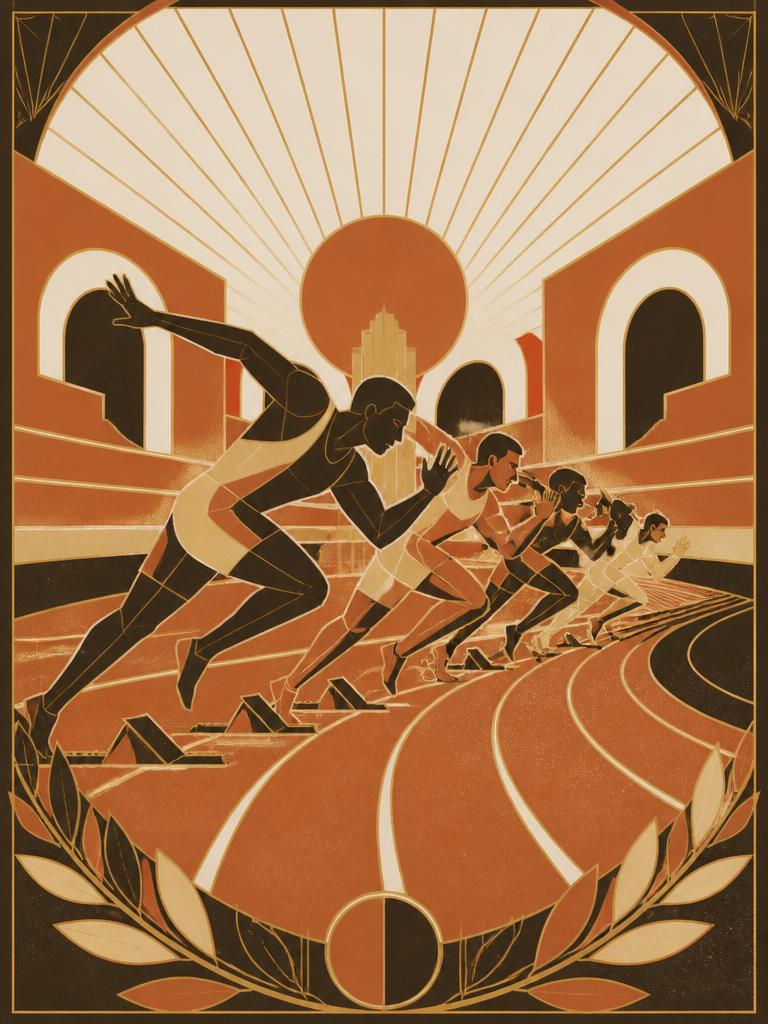 LA28 Olympic Games — Los Angeles, art deco illustration